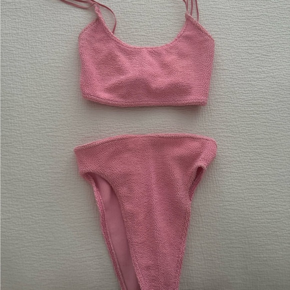 ASOS Pink Ribbed Bikini Set - Picture 1 of 3